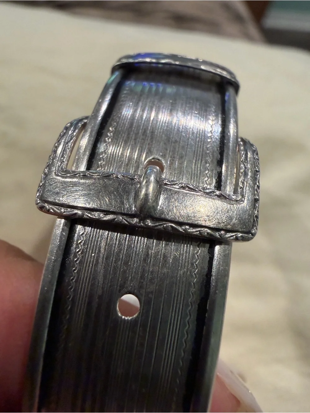 Vintage-Hayward Sterling Silver- Engraved Buckle Bracelet